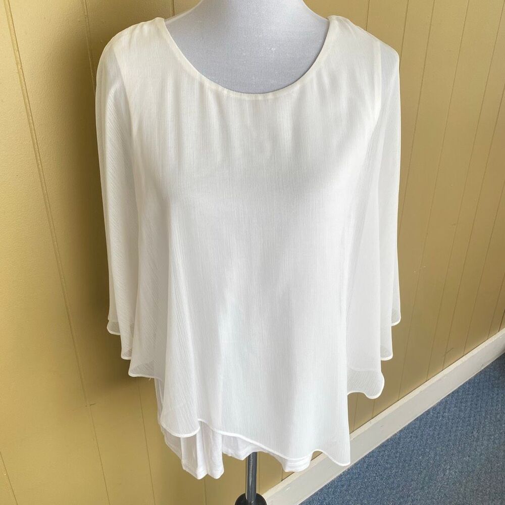 Alyx women L scoopneck tank top blouse w/drape white
